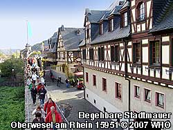 Als einer der wenigen Weinorte im Weinanbaugebiet  Mittelrhein hat Oberwesel am Rhein eine begehbare mittelalterliche Stadtmauer.